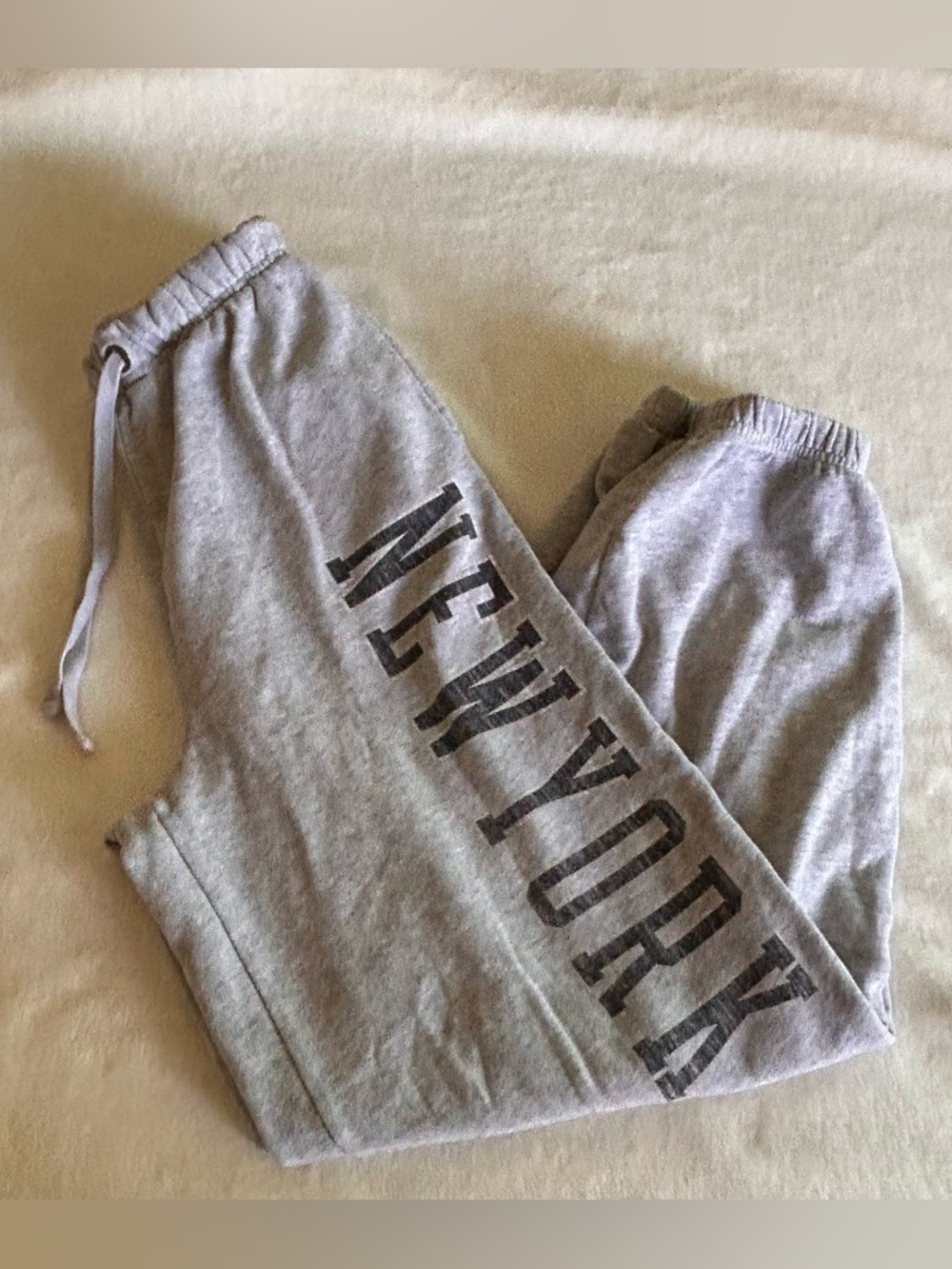 Aeropostale Gray New York Graphic Joggers XS Heathered Fleece Sweatpants Y2K